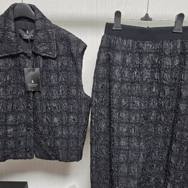 [BUNJANG] Lanvin Black Textured Vest Skirt Set / 랑방 블랙 텍스처 베스트 스커트