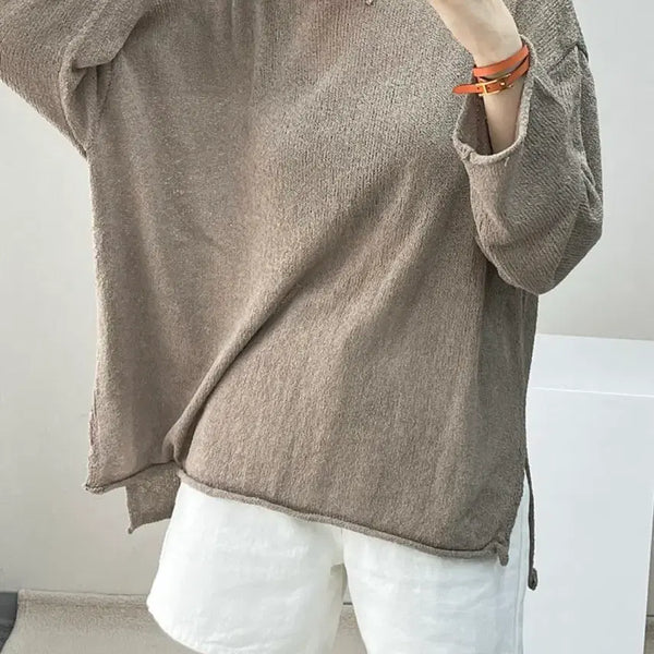 [BUNJANG] Women's Boat Neck Mesh Knit - Brown / (새제품) 여성 보트넥 무드 그물 니트 브라운