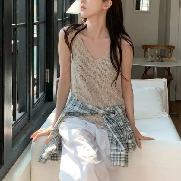 [BUNJANG] Bergamot Candy Summer Cotton Sleeveless - Beige / 베르가못 캔디 썸머 코튼 슬리브리스 - 베이지
