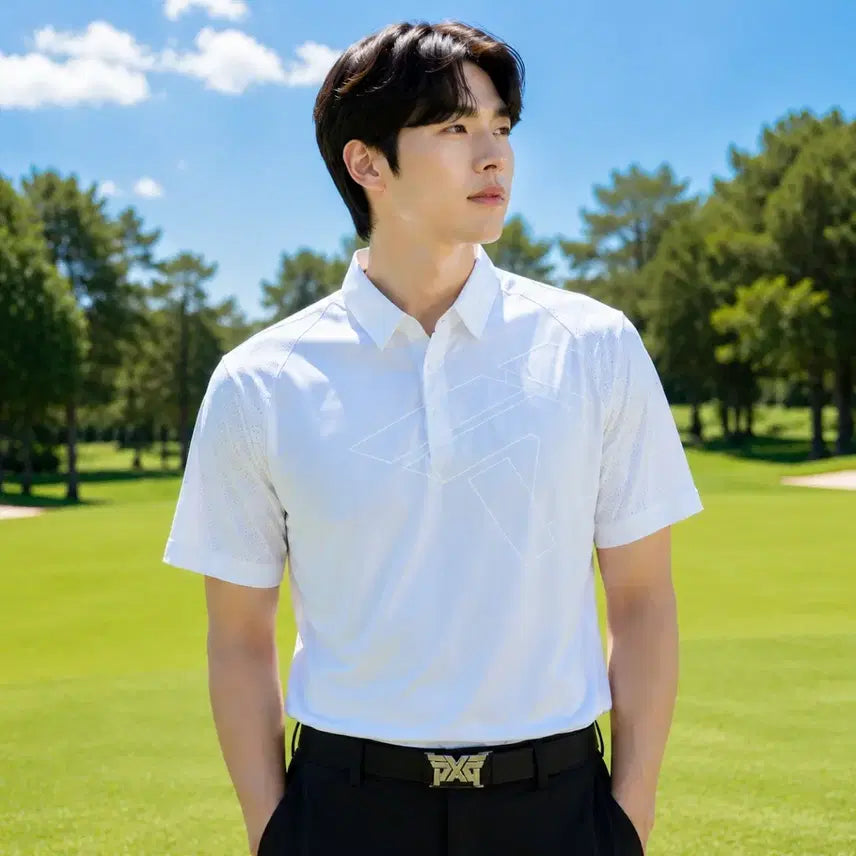 [BUNJANG] PXG Men's Big Logo Punching Mesh Short Sleeve Polo Shirt XXL / [정품]PXG 남성 빅로고 펀칭 메쉬 반팔 폴로 셔츠 XXL