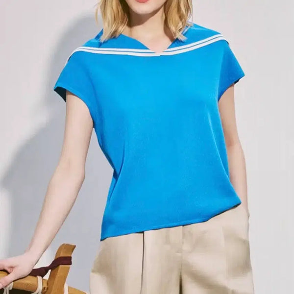 [BUNJANG] KARL LAGERFELD 25SS Summer Sailor Collar Knit Blue / 칼라거펠트 25SS 썸머 카라 니트