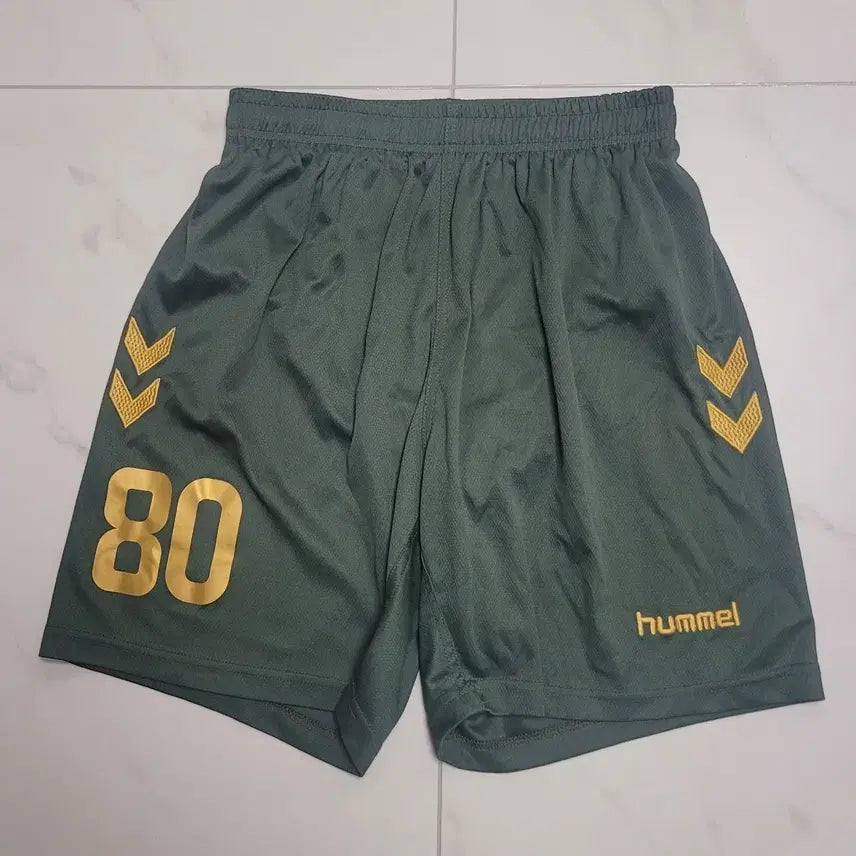 [BUNJANG] Hummel 2XL Olive Jersey Shorts with '80' Logo / 험멜 2XL 져지 반바지 80