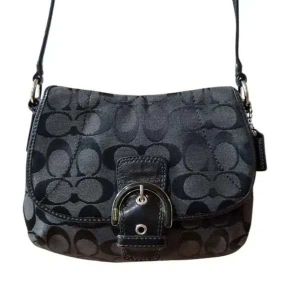 [BUNJANG] Vintage Coach Soho Signature Jacquard Leather Trim Crossbody Bag / 빈티지 코치 시그니처 소호 크로스백 y2k 갸루 히메
