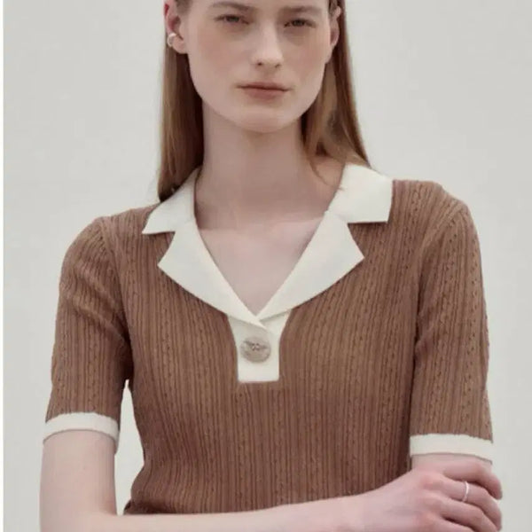 [BUNJANG] L'euphorie Knit Short Sleeve Polo T-Shirt / 루에브르