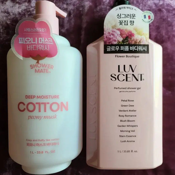 [BUNJANG] ShowerMate Cotton Body Wash Peony Musk & Luvsent Body Wash Flower Boutique Petal Rose Set / 샤워메이트코튼바디워시피오니/럽센트바디워시 플라워부티크페탈로즈