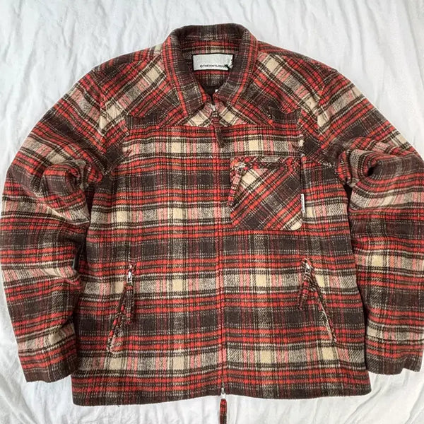 [BUNJANG] The Vinyl House Flannel Check Zip-Up Jacket - Brown, Size L / 정가25/새상품) 더바이닐하우스 플란넬 체크 집업 자켓 L 브라운