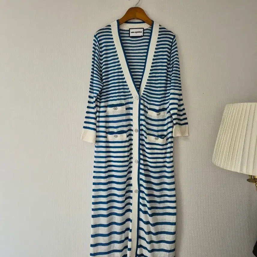 [BUNJANG] Karl Lagerfeld Stripe Long Cardigan / [칼 라거펠트] 스트라이프 롱 가디건