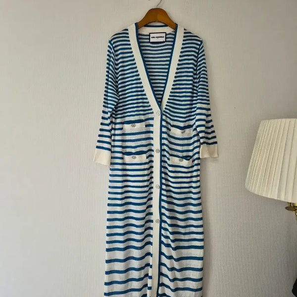 [BUNJANG] Karl Lagerfeld Stripe Long Cardigan / [칼 라거펠트] 스트라이프 롱 가디건