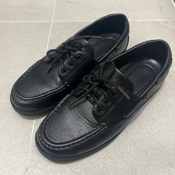 [BUNJANG] Uniqlo C Leather Deck Shoes Black (255) / 유니클로c 덱슈즈 블랙(255)