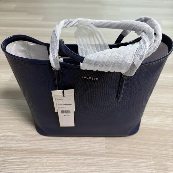 [BUNJANG] Lacoste Navy Medium Shopper Bag / 라코스테 네이비 미디움 가죽 쇼퍼백