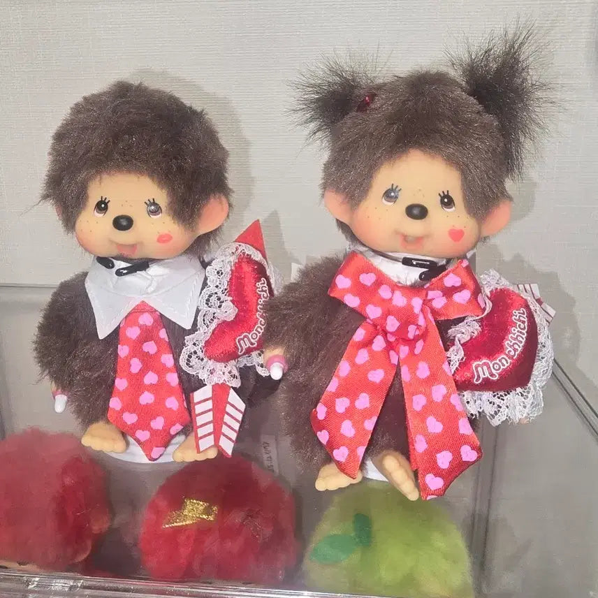 [BUNJANG] Monchhichi Couple Doll Valentine Edition Set / 몬치치 커플 인형 발렌타인 에디션 세트