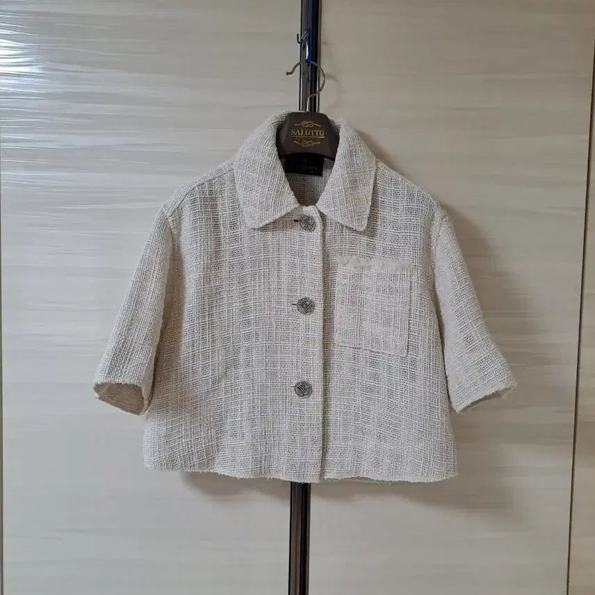 [BUNJANG] Lanvin Collection Tweed Cropped Short-Sleeve Jacket / 한섬 랑방컬렉션 트위드 크롭 반소매 자켓