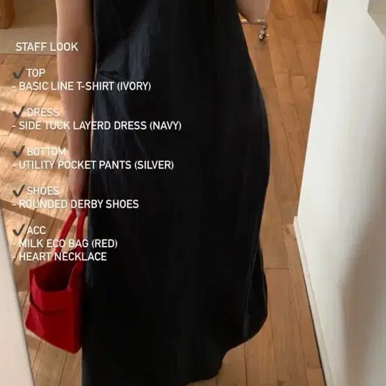 [BUNJANG] Ethos Side Tuck Layered Dress Navy / 에토스 사이드턱 레이어드 드레스 네이비