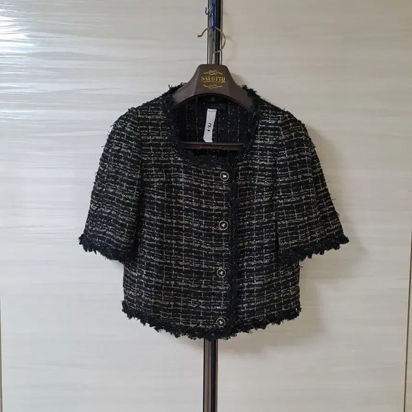 [BUNJANG] Lanvin Collection Glitter Tweed Short-Sleeve Jacket / 한섬 랑방컬렉션 글리터  트위드 반소매 자켓