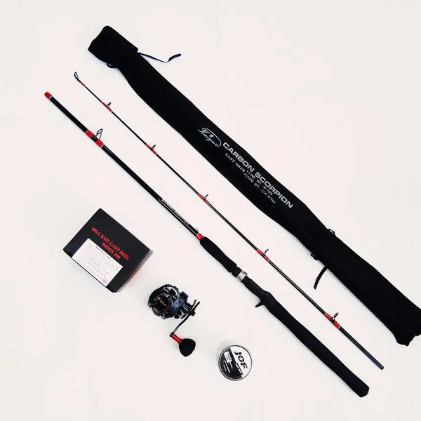 [BUNJANG] Carbon Lure Fishing Rod, Baitcasting Reel, and Braided Line Set / 문어,우럭,농어,광어,베스낚시대와 베이트릴(보증서제공)과 합사