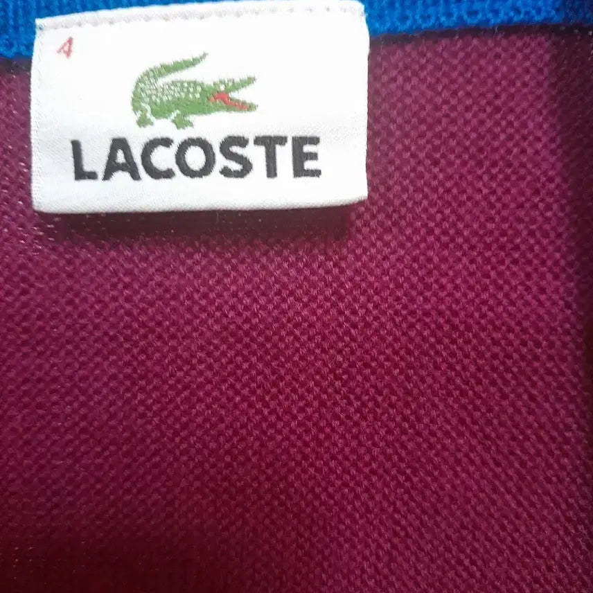 [BUNJANG] Lacoste Solid Color Cardigan Size 4 Burgundy / 라코스테 단색 가디건 4
