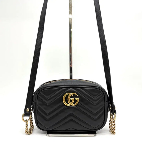[BUNJANG] Gucci Matelassé GG Camera Bag Crossbody Black / 구찌 마틀라세 GG 카메라백 크로스백 블랙 (448065)