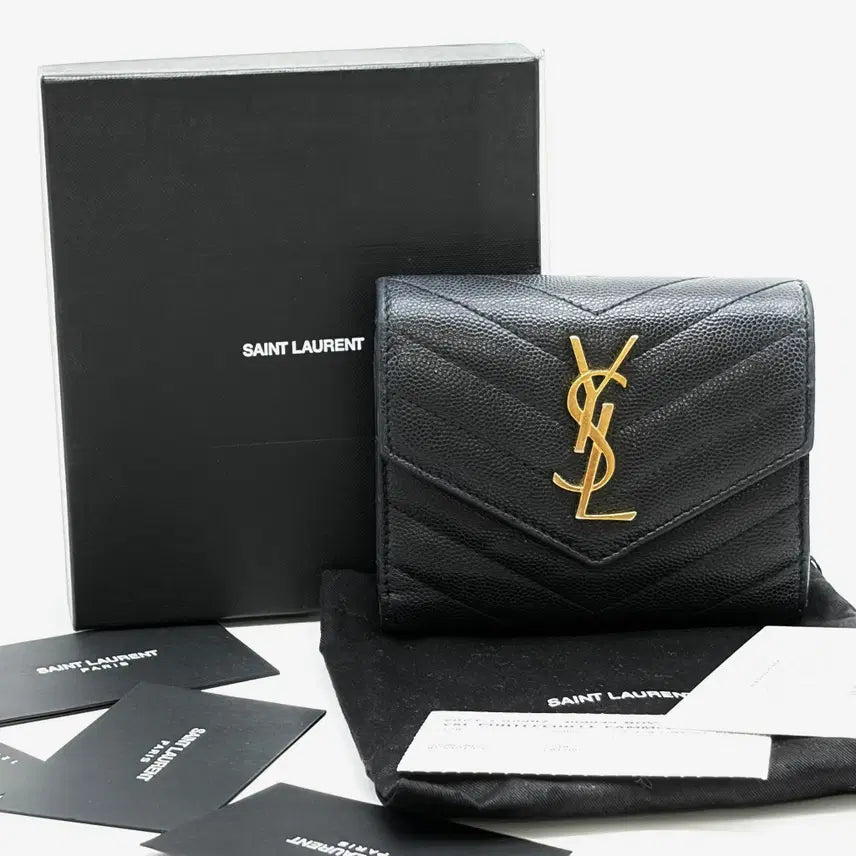 [BUNJANG] Saint Laurent Matelassé Bifold Wallet Black / 생로랑 마틀라세 3단 반지갑 블랙 (403943)