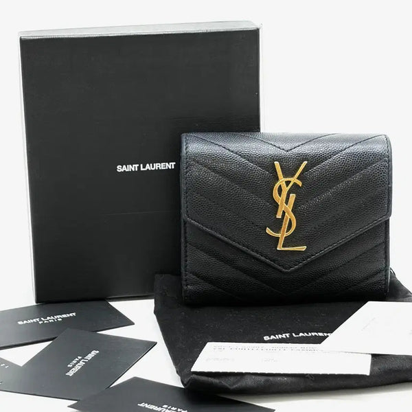 [BUNJANG] Saint Laurent Matelassé Bifold Wallet Black / 생로랑 마틀라세 3단 반지갑 블랙 (403943)