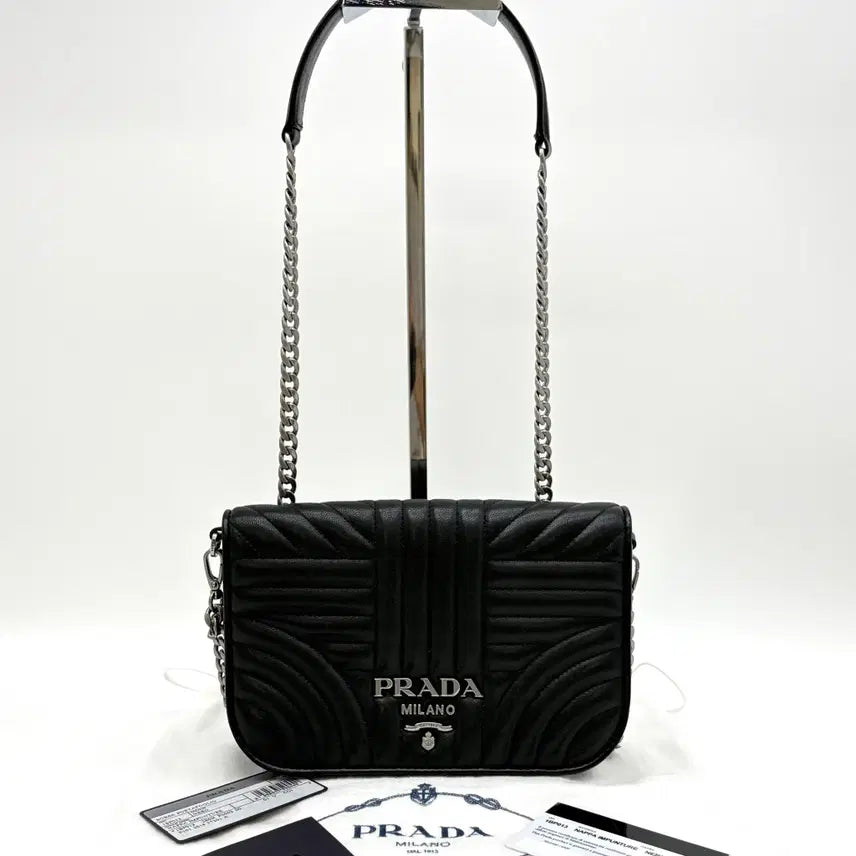 [BUNJANG] Prada Diagramme Chain Crossbody Bag Black (1BP013) / 프라다 다이어그램 체인 크로스백 블랙 (1BP013)