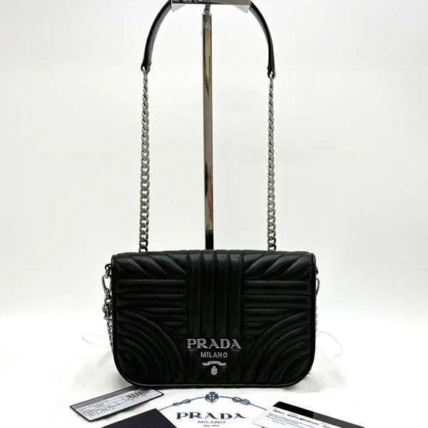 [BUNJANG] Prada Diagramme Chain Crossbody Bag Black (1BP013) / 프라다 다이어그램 체인 크로스백 블랙 (1BP013)