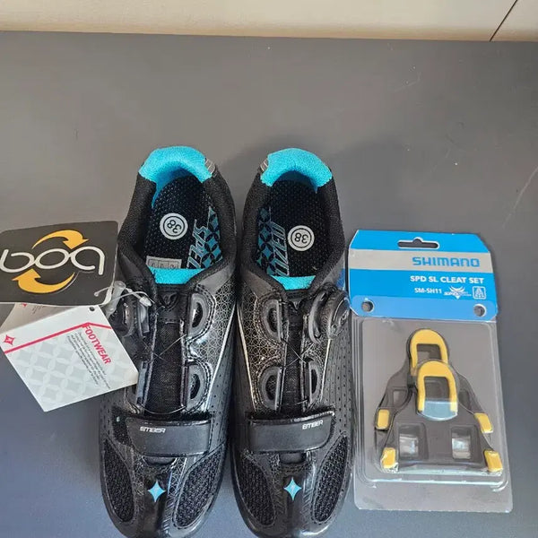 [BUNJANG] Specialized Cycling Shoes Size 38 (245mm) with Yellow Cleats / 스페셜라이즈드 클릿슈즈 38 (245)