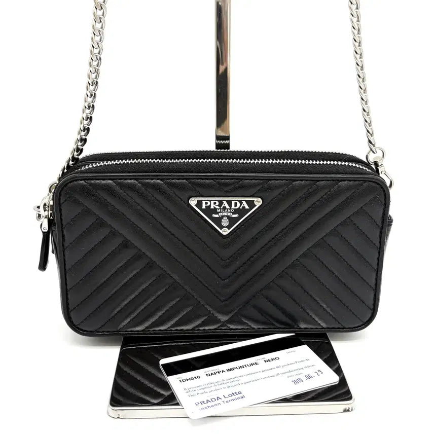 [BUNJANG] Prada Diagram Chain Crossbody Bag Black (1DH010) / 프라다 다이어그램 체인 크로스백 블랙 (1DH010)
