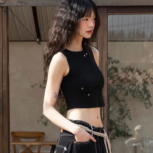 [BUNJANG] LUNA KIFU WXT060 Shooting Star Rivet Sleeveless Top (Black) / 새상품) 루나키후 WXT060 별똥비 리벳 슬리브리스 (BLACK)
