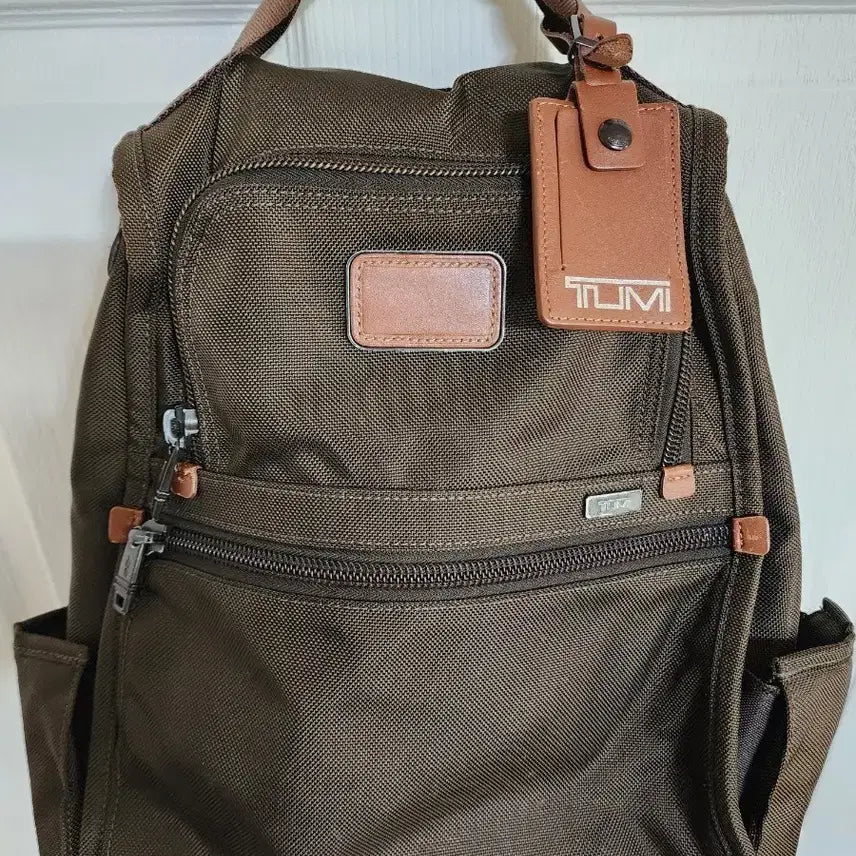 [BUNJANG] Tumi Brown Leather Trim Backpack / 투미 백팩 브라운 가죽 트리밍
