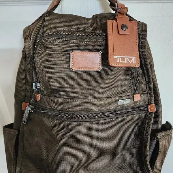 [BUNJANG] Tumi Brown Leather Trim Backpack / 투미 백팩 브라운 가죽 트리밍
