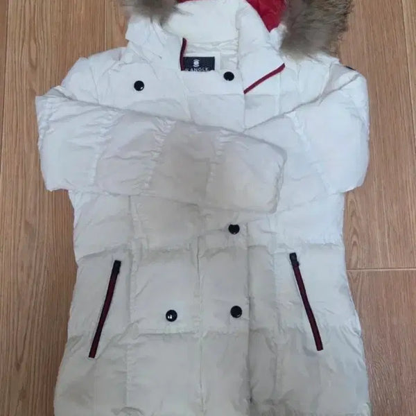 [BUNJANG] W.ANGLE Women's White Padded Long Coat with Fur Hood / W.ANGLE 여성 패딩 95사이즈