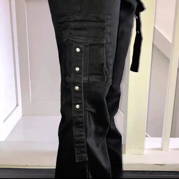 [BUNJANG] Cargo Strap Bootcut Denim Pants / 카고 스트랩 부츠컷 데님