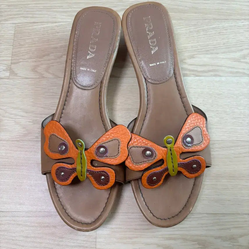 [BUNJANG] Prada Butterfly Sandals Brown Size 38 / 프라다 버터플라이 샌들 브라운 38