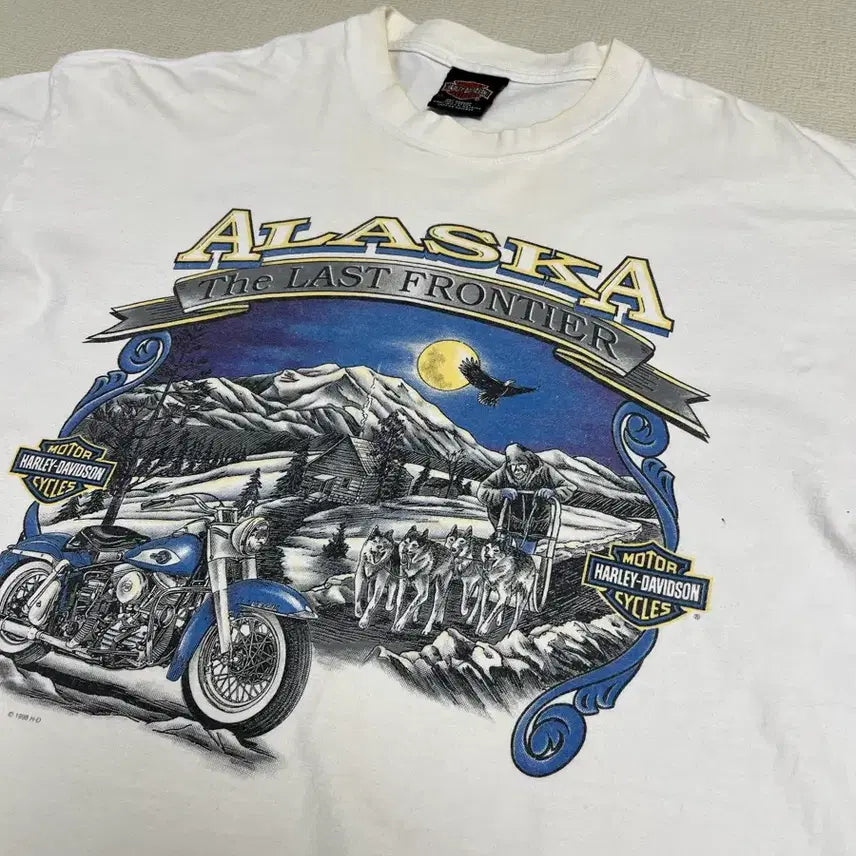 [BUNJANG] 1998 Harley-Davidson Alaska Printing T-Shirt XL / 98s 빈티지 할리데이비슨 알래스카프린팅 티셔츠 XL