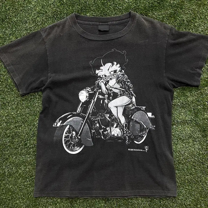 [BUNJANG] 90s Vintage Betty Boop Biker T-Shirt / 90s 빈티지 베티붑 바이커 반팔티