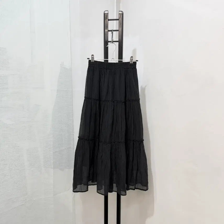 [BUNJANG] Black Pleated Maxi Skirt / 블랙 주름 캉캉스커트 롱치마 롱스커트 4524