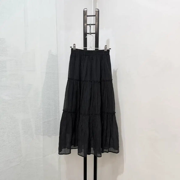 [BUNJANG] Black Pleated Maxi Skirt / 블랙 주름 캉캉스커트 롱치마 롱스커트 4524