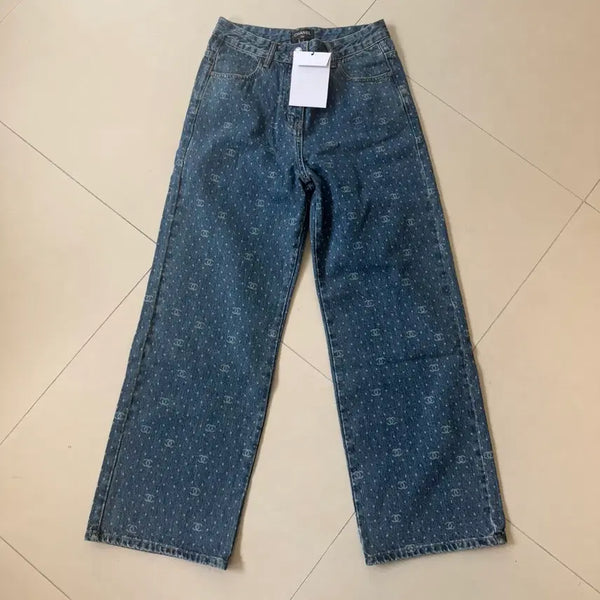 [BUNJANG] Imported Clothing Logo Pattern Denim Pants / 수입의류) 로고 패턴 데님 팬츠