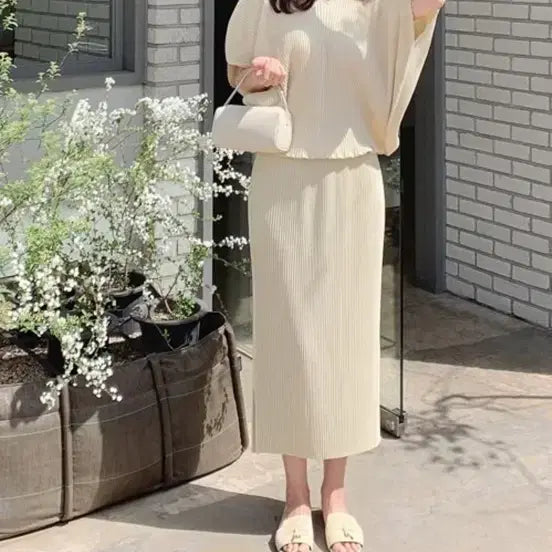[BUNJANG] Urban & Woman Pleated Skirt Cream / 도시그리고여자 플리츠 스커트 크림