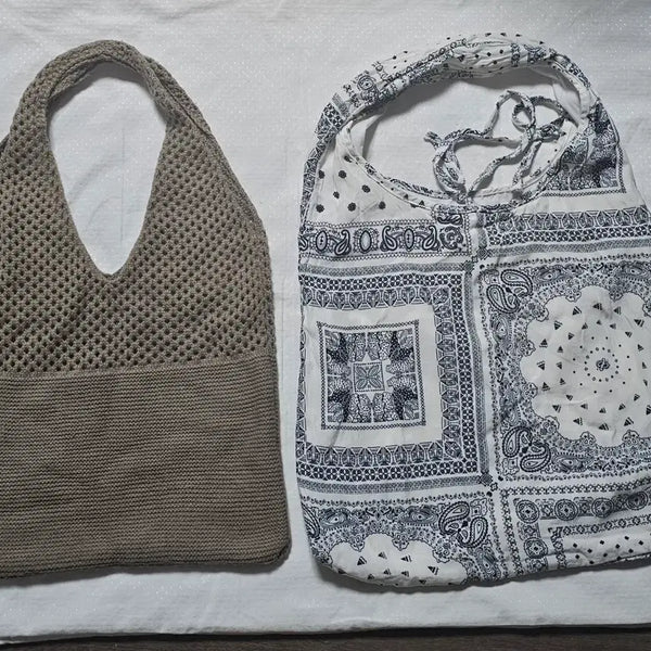 [BUNJANG] Knit Shoulder Bag & Paisley Shoulder Bag Bundle Set / 니트 숄더백 & 페이즐리 숄더백 2st 일괄판매