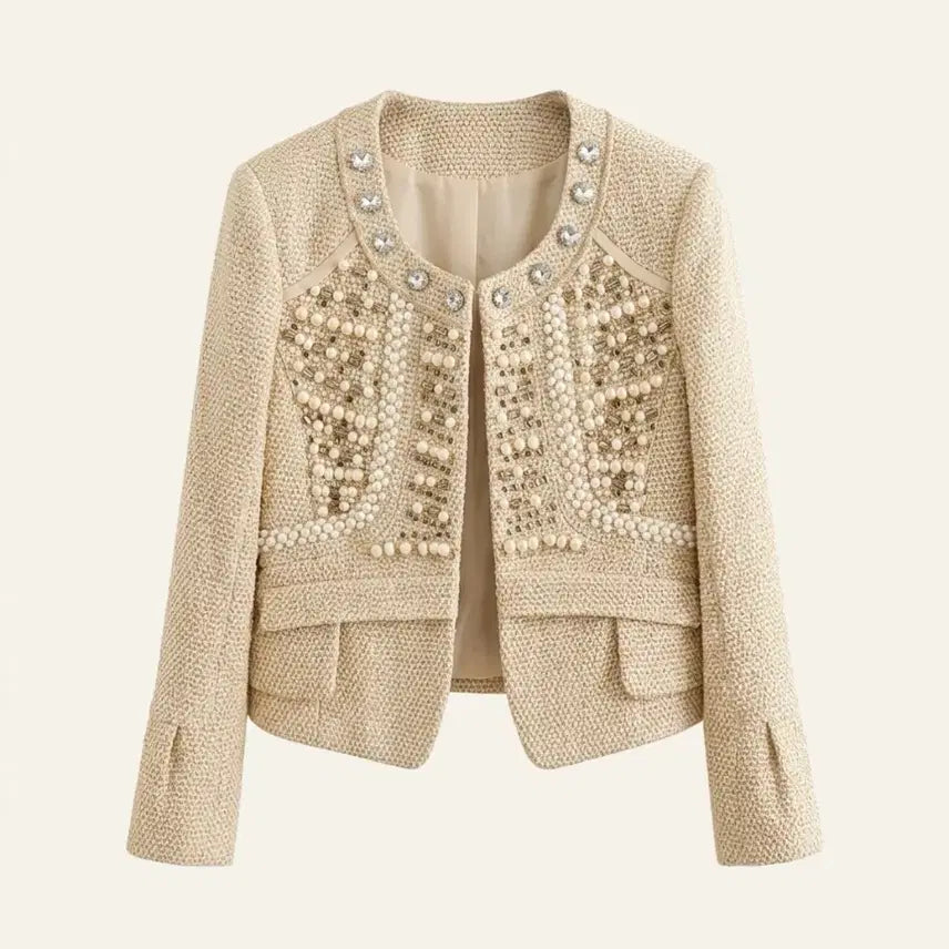 [BUNJANG] Beaded Pearl Embellished Tweed Jacket / 고급스러운 비즈 장식 트위드 자켓