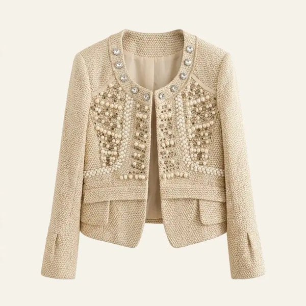 [BUNJANG] Beaded Pearl Embellished Tweed Jacket / 고급스러운 비즈 장식 트위드 자켓