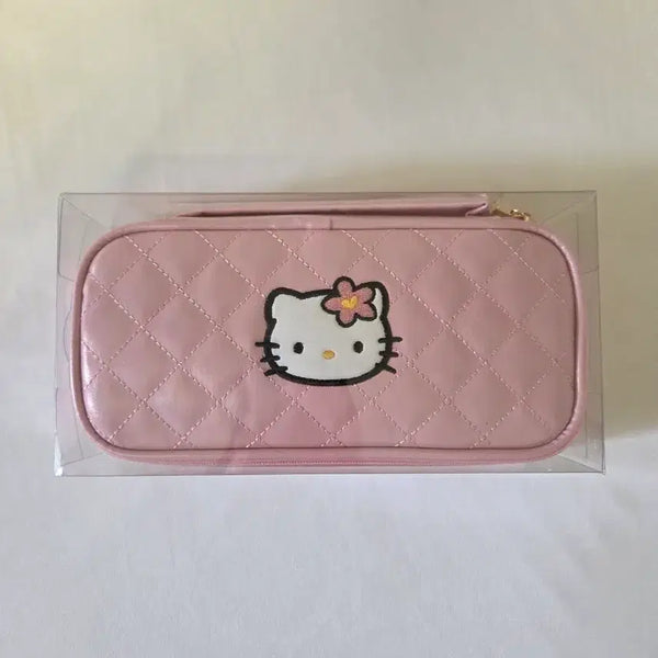 [BUNJANG] Sanrio Hello Kitty Quilted Pouch with Handle / 헬로키티 퀼트 파우치 사각손잡이 키티 필통 산리오 정품 (헬로키티 문방구 50주년)