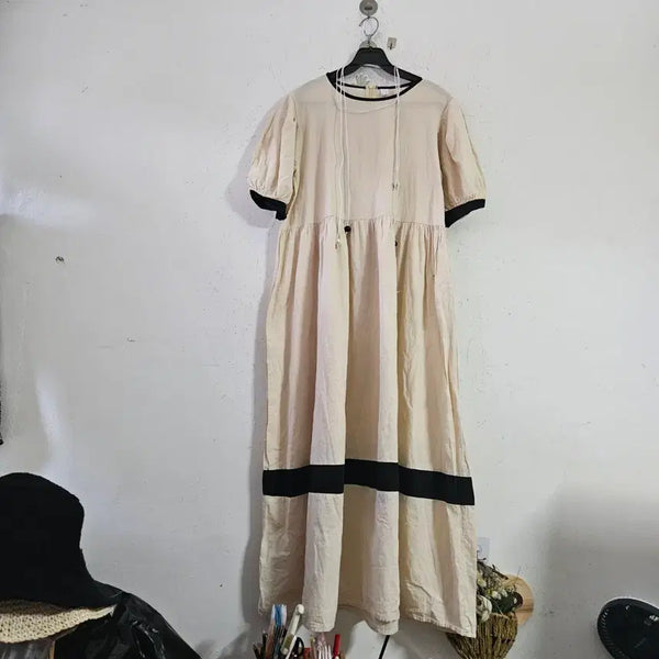 [BUNJANG] Beige Cotton Dress (Size 77) / 베이지색 면 원피스77