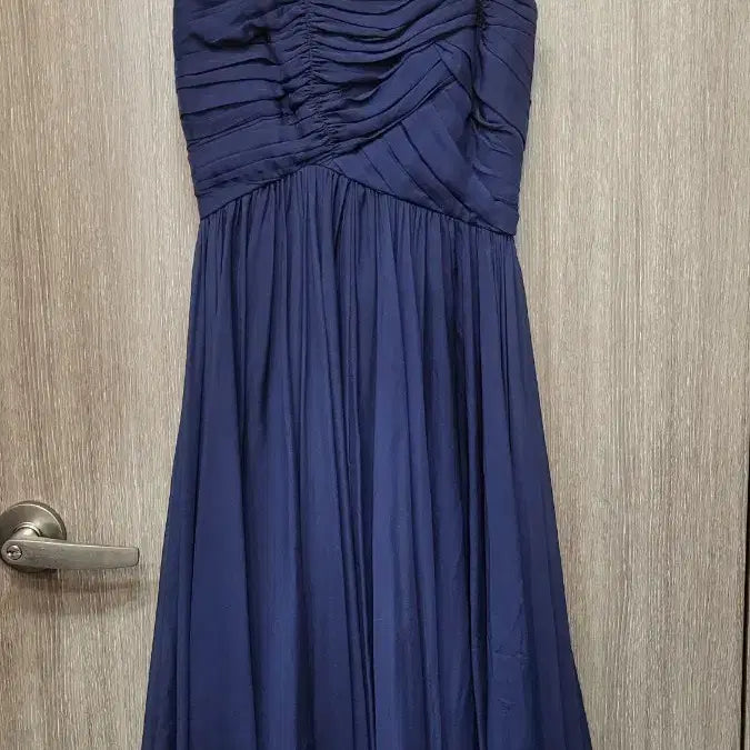 [BUNJANG] Navy Shirring Strap Long Dress Size 55 / 네이비 셔링 스트랩 롱 원피스55