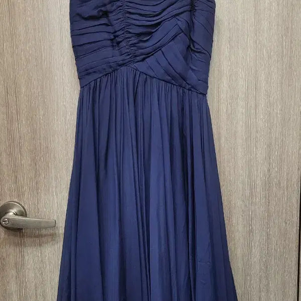 [BUNJANG] Navy Shirring Strap Long Dress Size 55 / 네이비 셔링 스트랩 롱 원피스55
