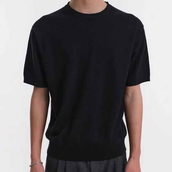 [BUNJANG] DIVEIN Lounge Cotton Knit T-shirt Black (Size 1) / [새상품] (1) 다이브인 라운지 코튼 니트 티셔츠 블랙