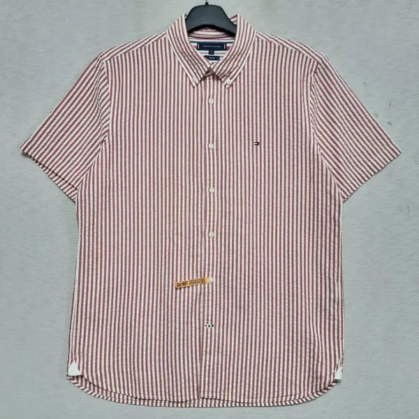 [BUNJANG] Tommy Hilfiger Striped Short Sleeve Shirt Men's L / 타미힐피거 반팔 셔츠 남자105사이즈ㅡ0416ㅁㅁ