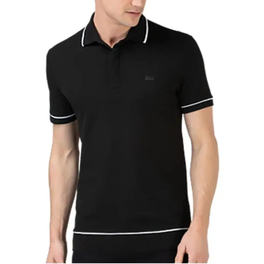 [BUNJANG] Lacoste Pique Polo Shirt White Line M / 라코스테 카라티 블랙 화이트 라인M