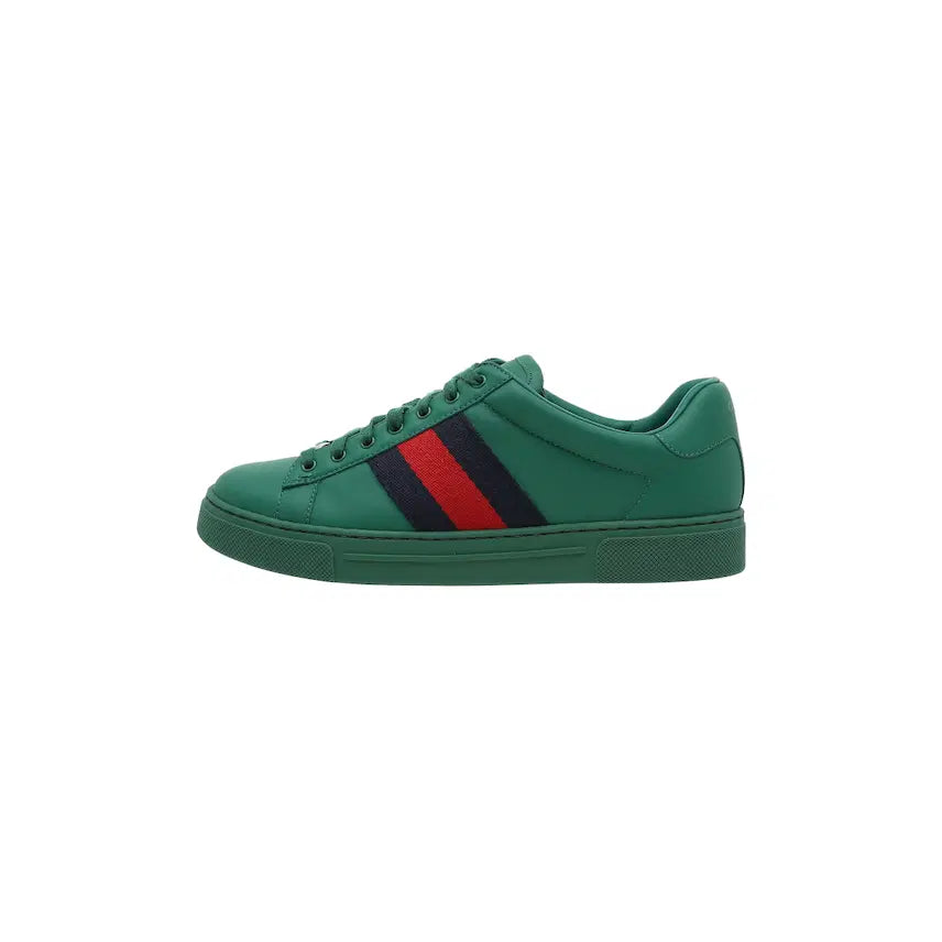[BUNJANG] Gucci Ace Sneaker Web Green Leather / 구찌 에이스 스니커즈 웹 그린 레더